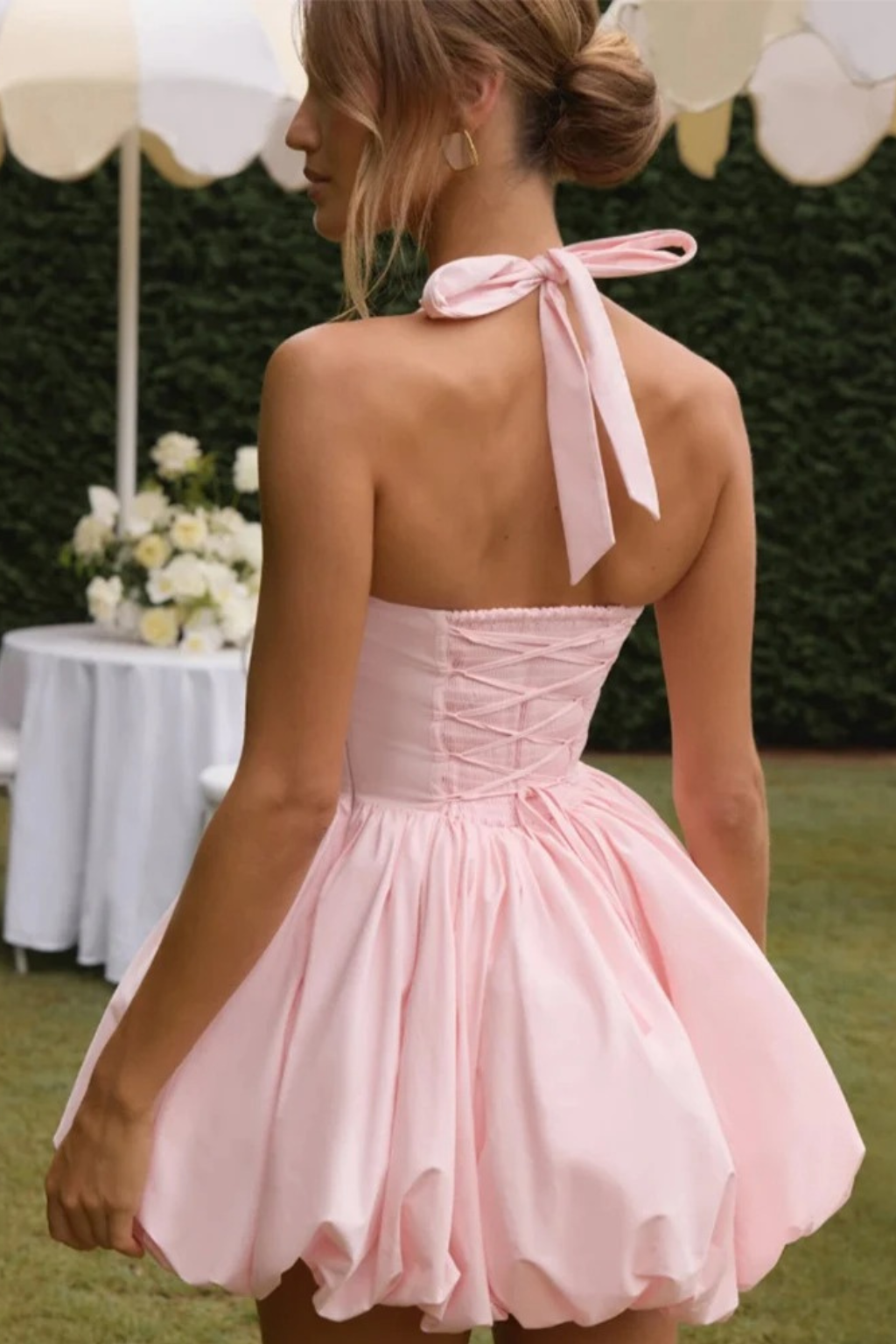 Blush Bubble Hem Mini Dress