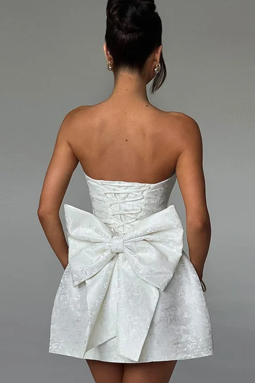 White Bow Mini Dress