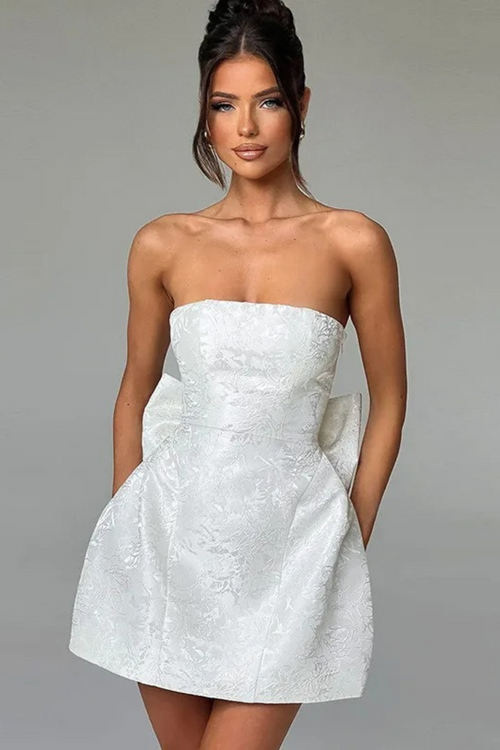 White Bow Mini Dress