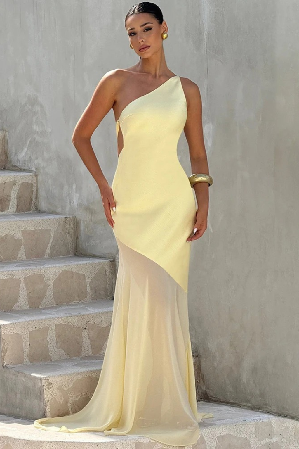 Soleil One-Shoulder Maxi Dress White