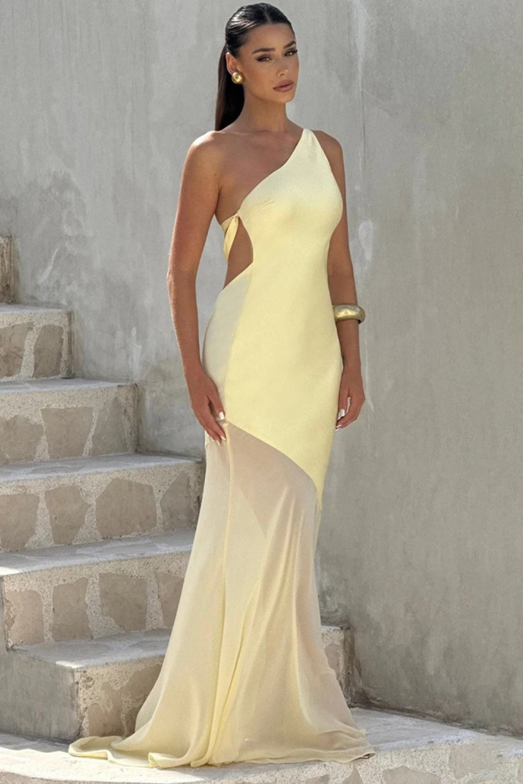 Soleil One-Shoulder Maxi Dress White