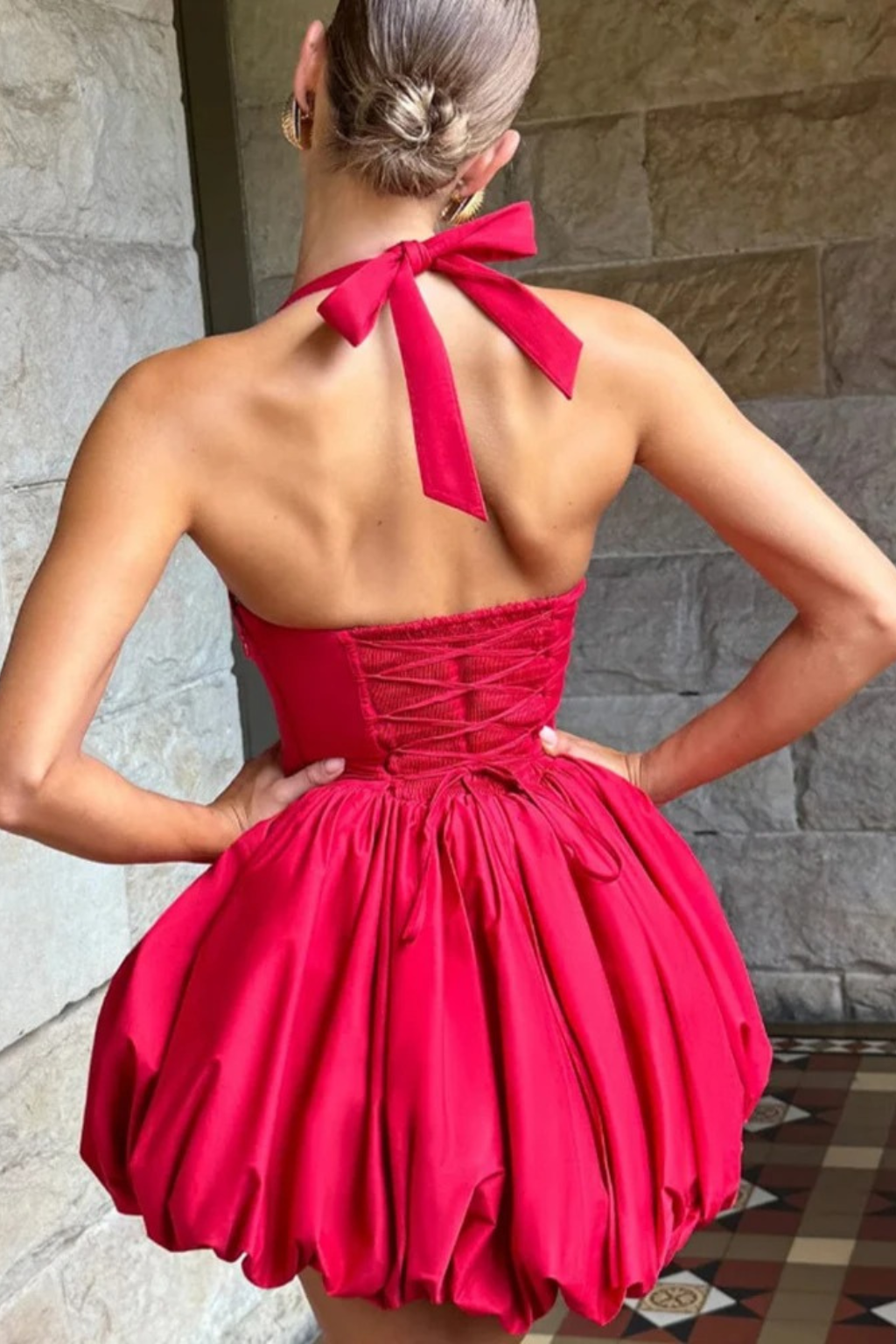 Blush Bubble Hem Mini Dress
