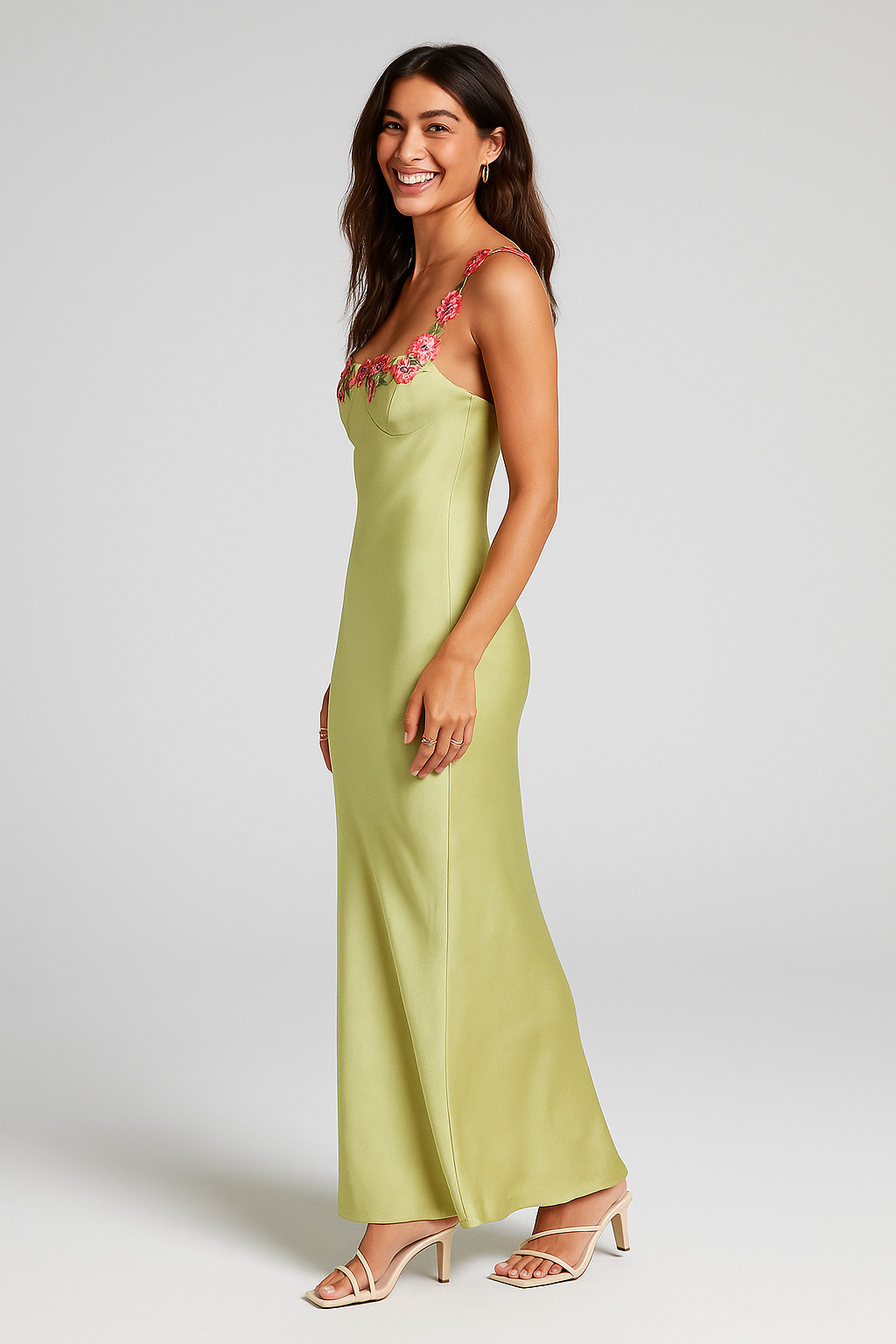 Floral Strap Maxi Dress Black