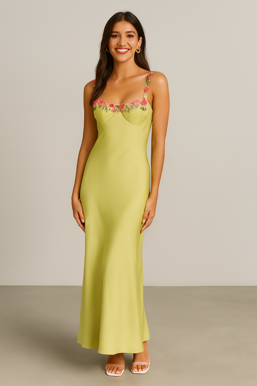 Floral Strap Maxi Dress Black