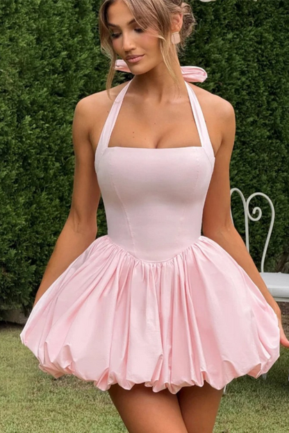 Red Bubble Hem Mini Dress
