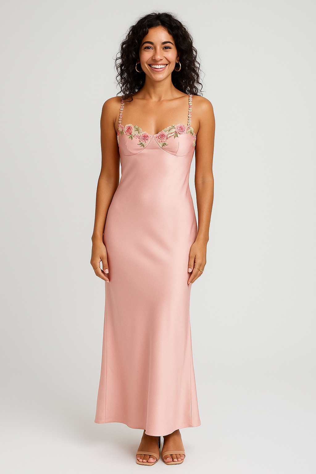 Floral Strap Maxi Dress Black