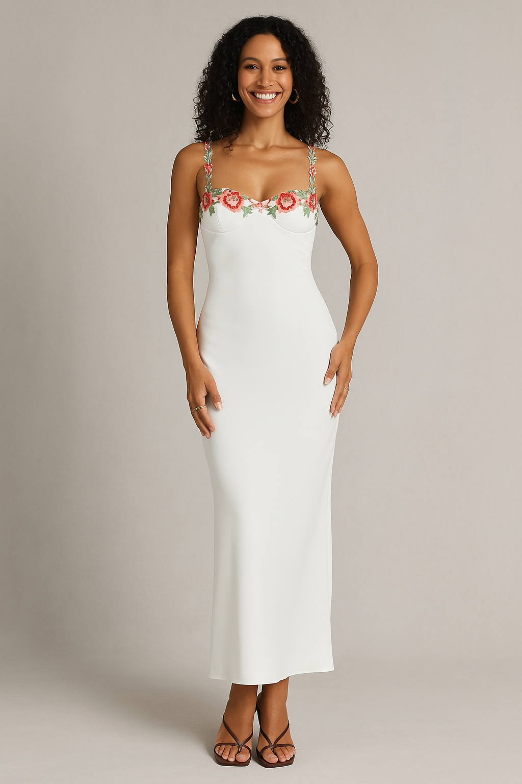Floral Strap Maxi Dress Black