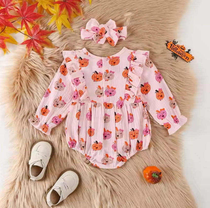 Pink Pumpkin Romper