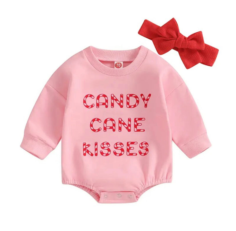 Candy Cane Kisses Romper