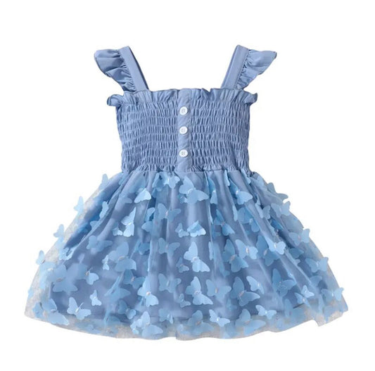 Butterfly Button Dress Blue