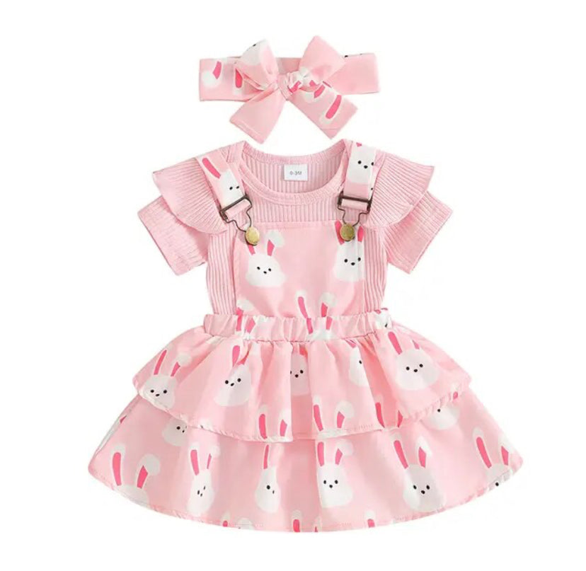 Bunny Suspender Set Pink