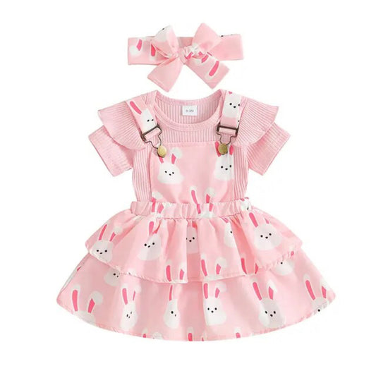 Bunny Suspender Set Pink