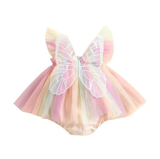 Butterfly Tulle Romper Rainbow