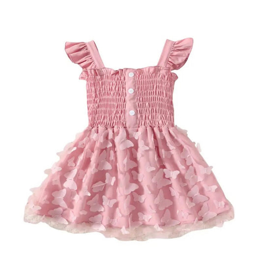 Butterfly Button Dress Pink