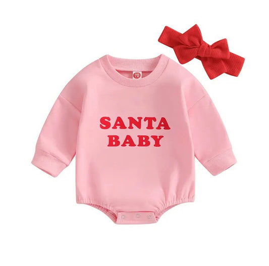 Santa Baby Romper Pink