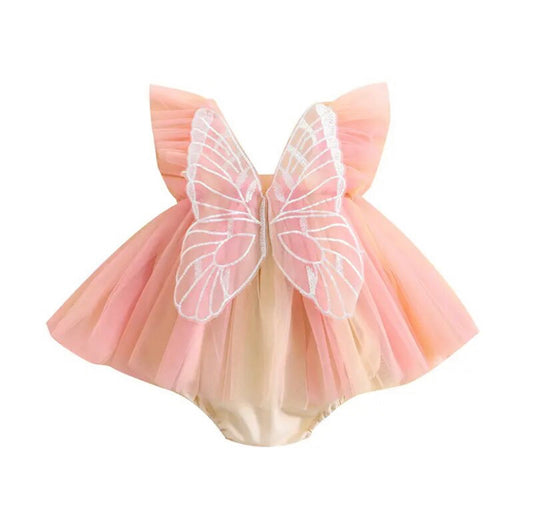 Butterfly Peach Romper