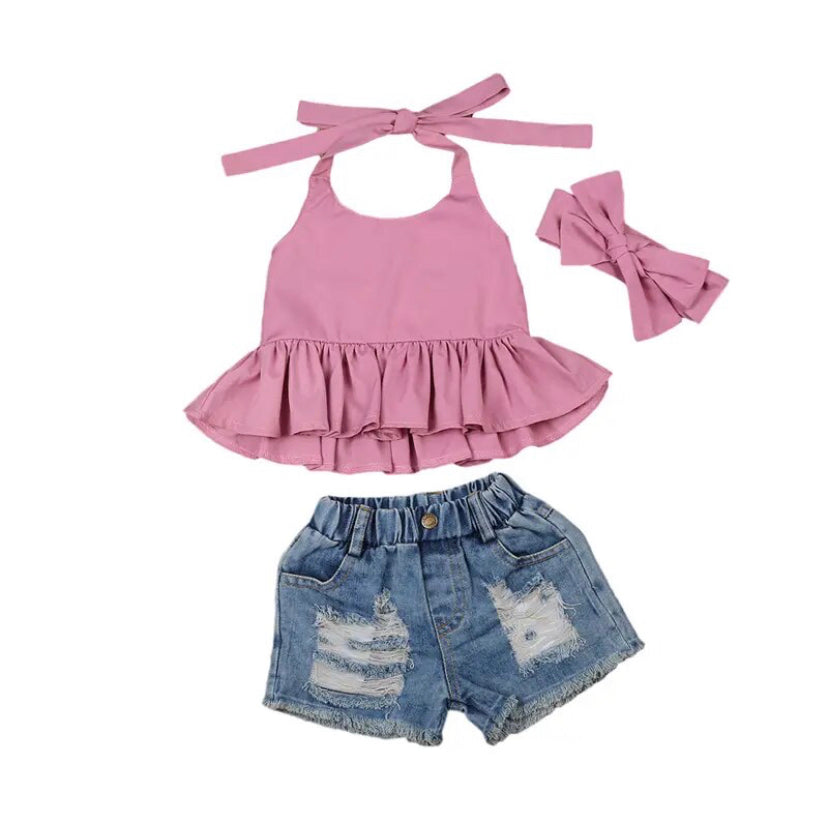 Shanice Denim Set Pink