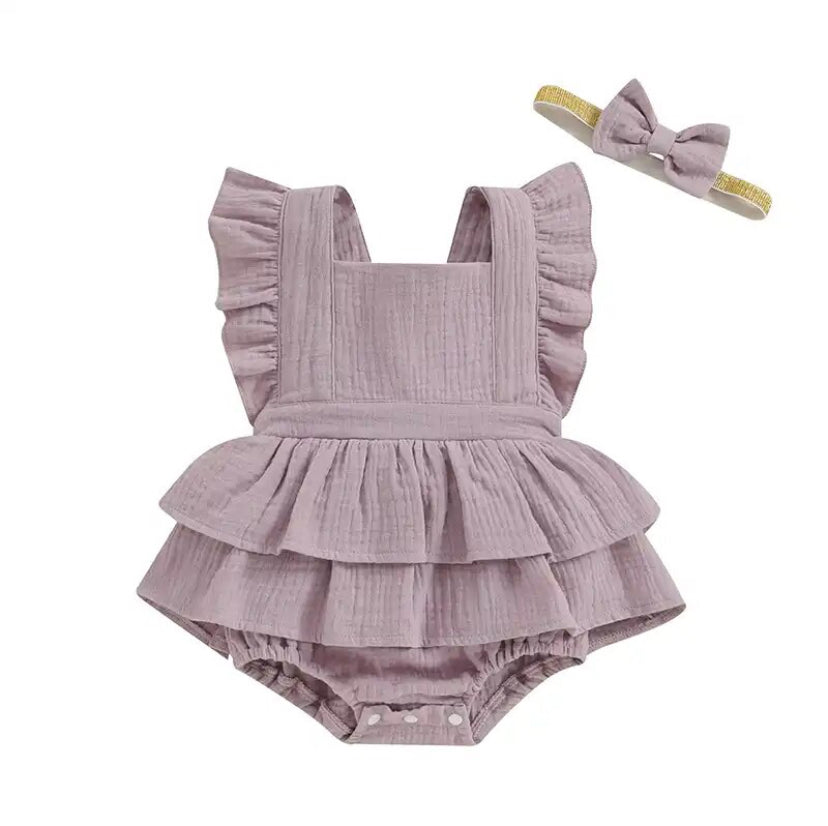 2pc Linen Romper Mauve