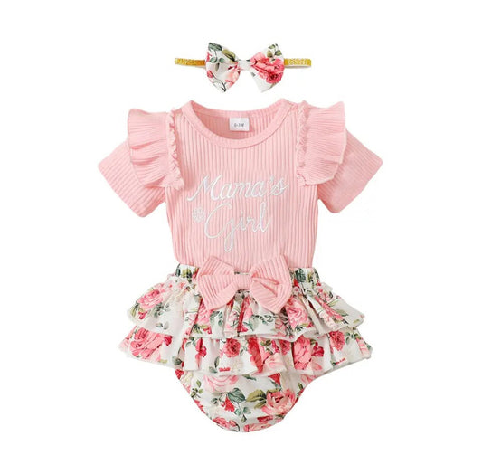 Mamas Girl Floral Set Pink