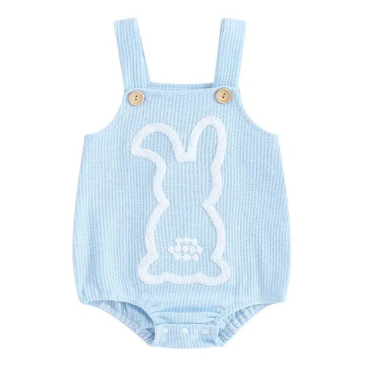 Ribbed Bunny Romper Blue