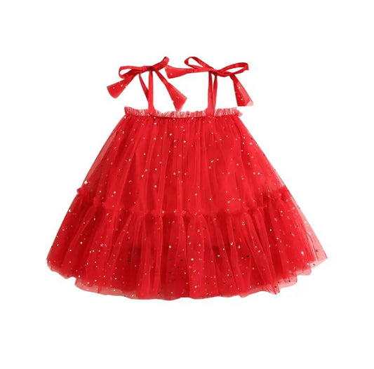 Sparkle Tulle Dress Red