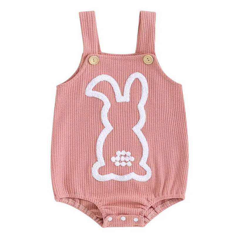 Ribbed Bunny Romper Coral