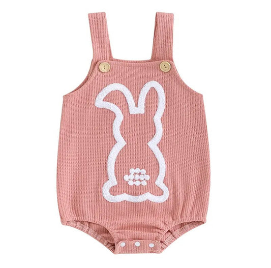 Ribbed Bunny Romper Coral