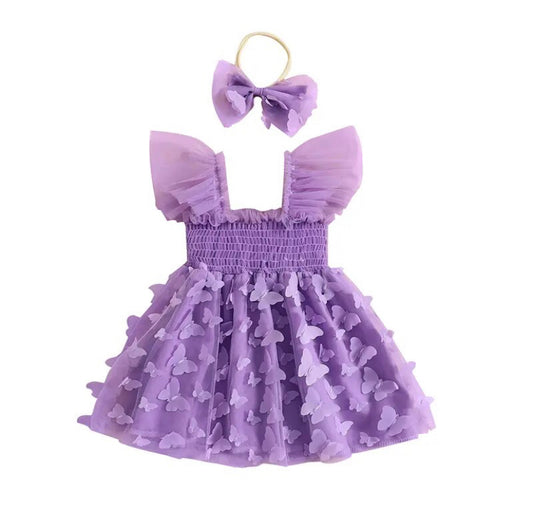 Butterfly Ruffle Dress Purple