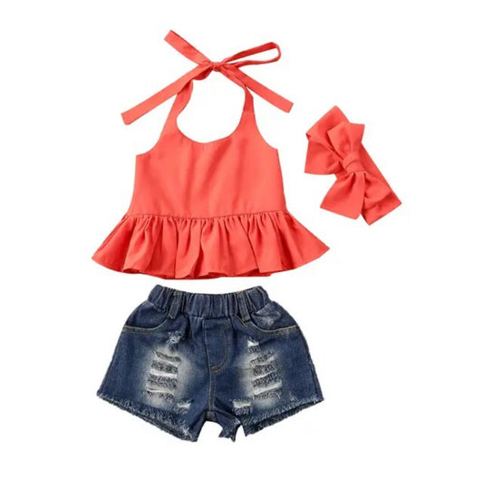 Shanice Denim Set Peach