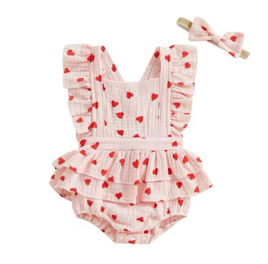 Heart Linen Romper