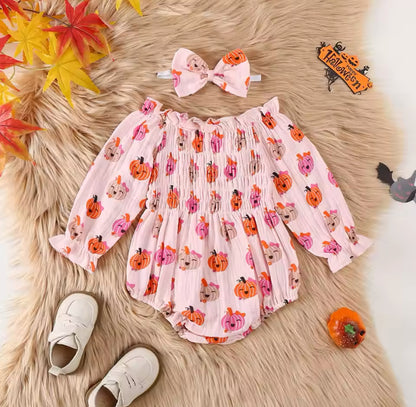 Pink Pumpkin Romper Ruched