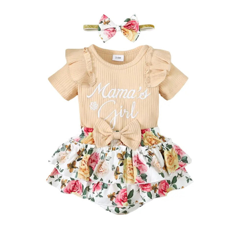 Mamas Girl Floral Set Biscuit