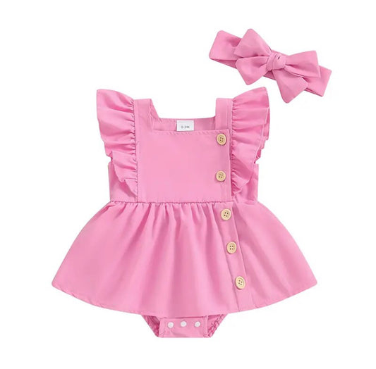 Button Romper Pink