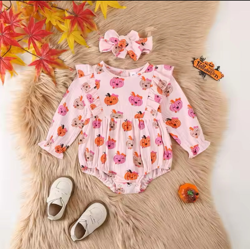 Pink Pumpkin Romper