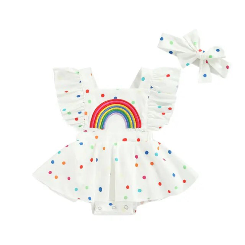 Rainbow Polka Dot Romper