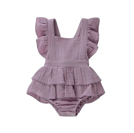 Linen Romper Purple