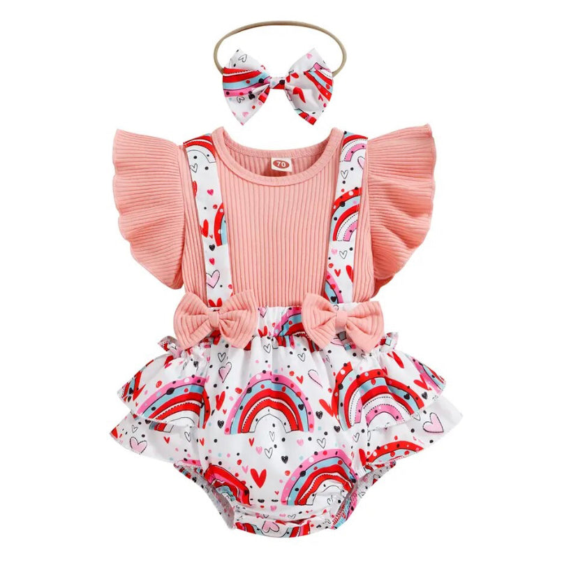 Rainbow Bow Romper Set