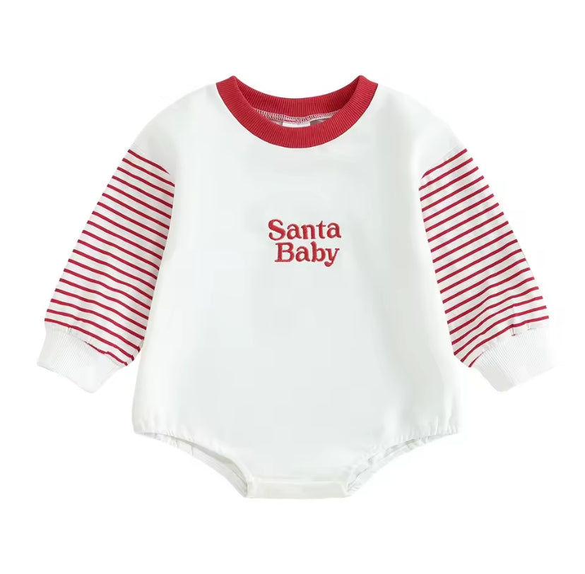 Santa Baby Romper White