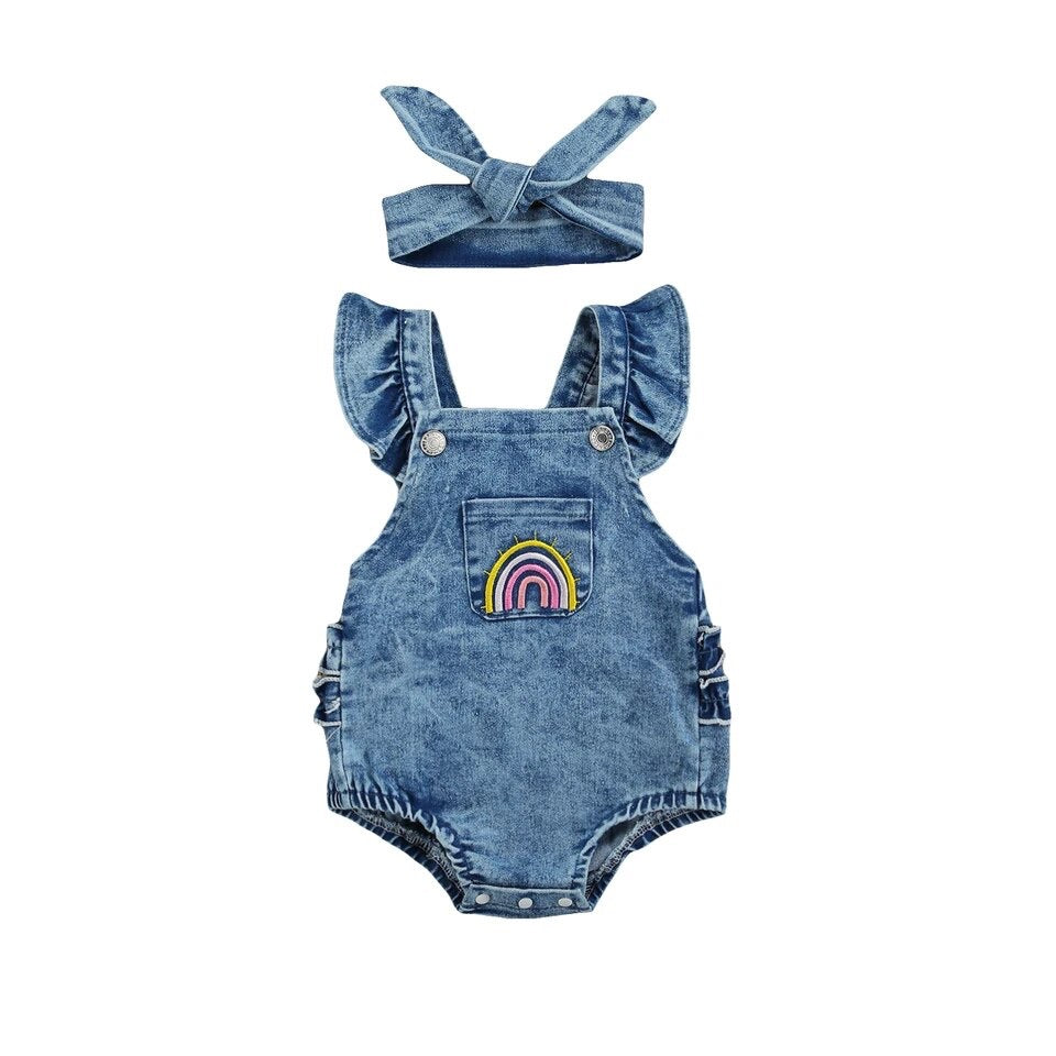 Denim Rainbow Romper