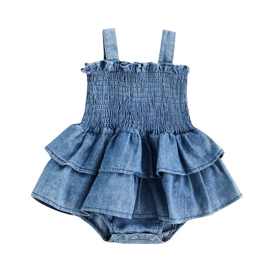 Denim Ruffle Romper