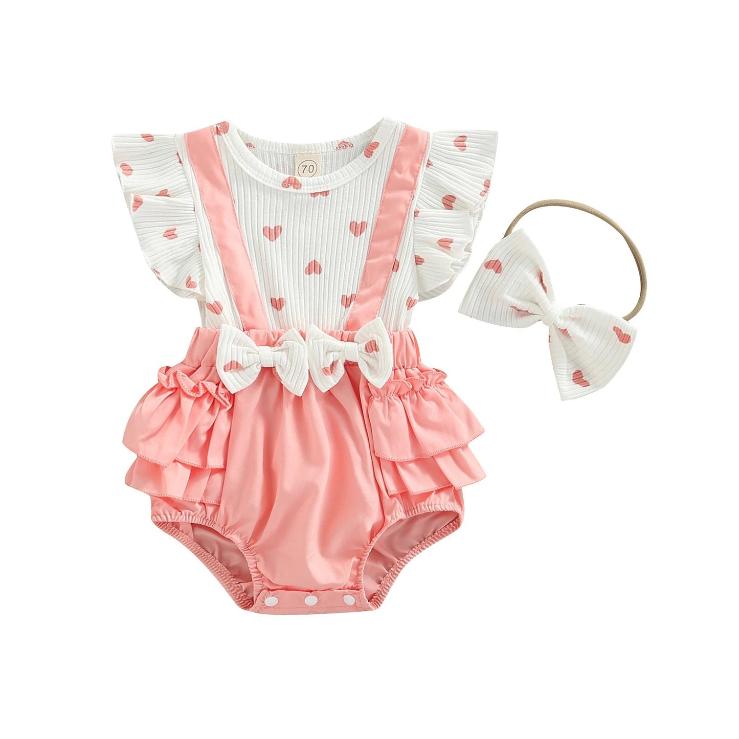 Pink Heart Suspender Set