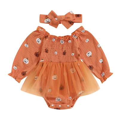 Pumphin Ruched Romper Orange