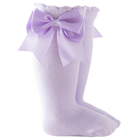 Knee High Bow Socks Lilac